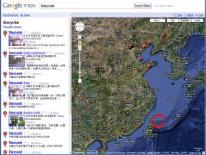Google Maps - Diaoyutai not found